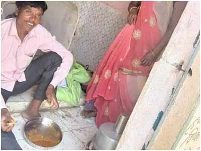 गुनाः शौचालय में क्वारंटीन मजदूर दंपति की वायरल तस्वीरों पर बवाल