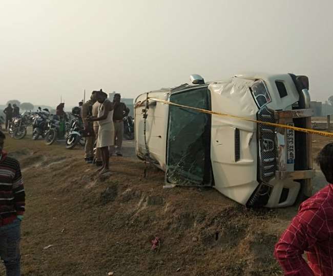 लखनऊ : मोहनलालगंज में बीडीसी सदस्‍य की गोली मारकर हत्या, भाग रहे बदमाशों की स्कार्पियो पलटी