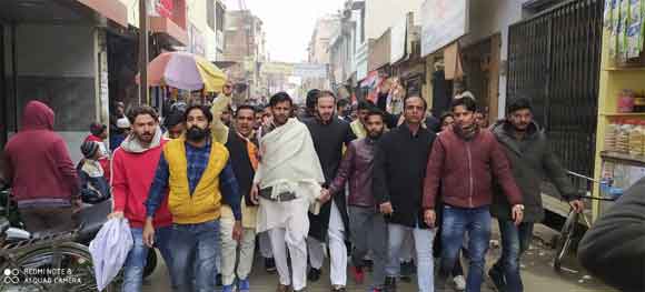 कृषि कानूनों के विरोध में कांग्रेस ने संदेश पदयात्रा निकाली