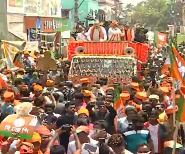 Bengal Vidhan Sabha Chunav: सिंगुर में ममता के खिलाफ अमित शाह की हुंकार, रोड शो में उमड़ा जनसैलाब