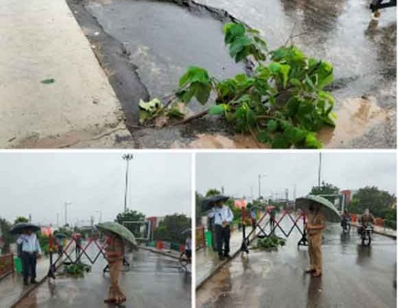 कोर्ट रोड़ कचहरी पुल पर चार पहिया वाहन की आवाजाही हेतु बन्द किया गया
