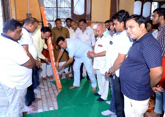 रामलीला महोत्सव 2021 के आरंभ होने से पहले किया गया भूमि एवं बल्ली पूजन