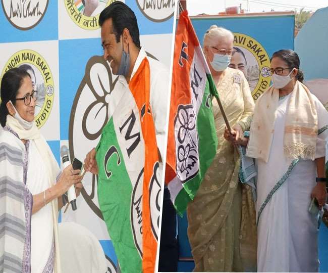 मिशन गोवा : टेनिस स्टार लिएंडर पेस व अभिनेत्री नफीसा अली TMC में शामिल, ममता की मौजूदगी में थामा पार्टी का झंडा