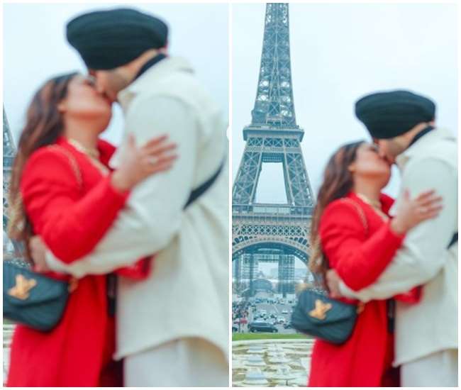 नेहा कक्कड़ सरेआम हुईं पति रोहन प्रीत सिंह के साथ रोमांटिक, पैरिस के एफिल टावर के सामने किया LipLock
