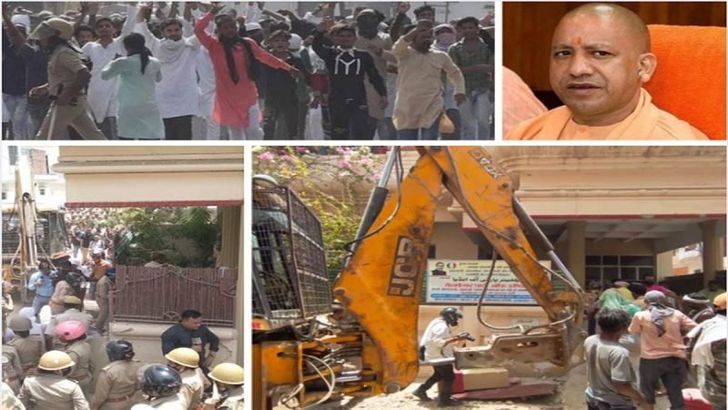 प्रयागराज ह‍िंसा के मास्‍टरमाइंड जावेद के मकान पर चला बुलडोजर, घर से म‍िले पीएफआई के झंडे और आपत्‍त‍िजनक साह‍ित्‍य
