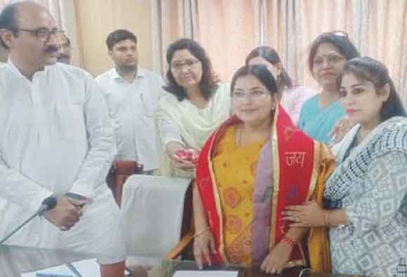 भाजपा महिला मोर्चा ने किया राज्यमंत्री रजनी तिवारी का स्वागत