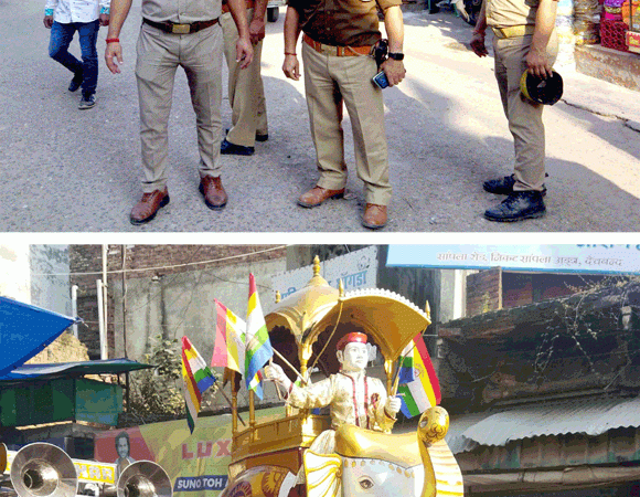 मंगलवार को नगर मे जैन समाज द्वारा भव्य स्वर्ण रथ यात्रा का आयोजन किया