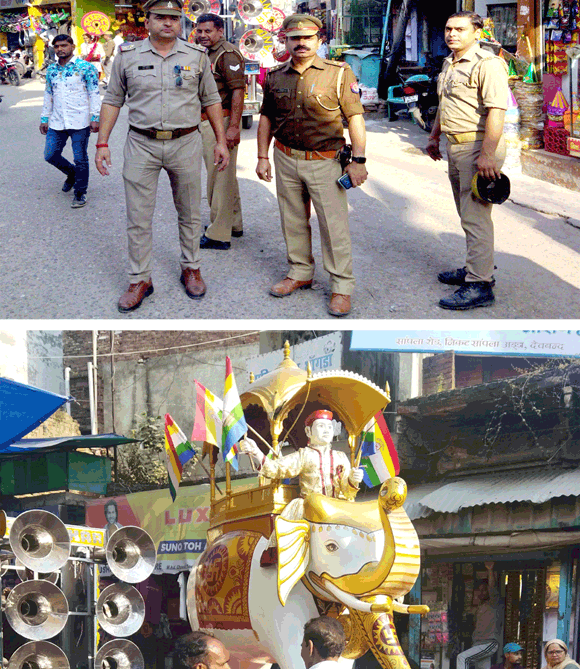 मंगलवार को नगर मे जैन समाज द्वारा भव्य स्वर्ण रथ यात्रा का आयोजन किया
