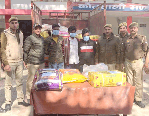 मंडी पुलिस ने तीन शातिर चोर किए गिरफ्तार, लाखों के चावल बरामद