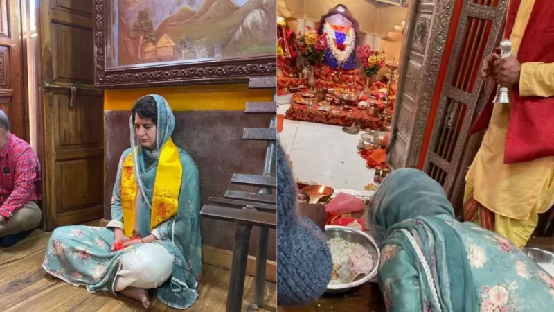 कांग्रेस महासचिव प्रियंका गांधी पहुंची ऐतिहासिक जाखू मन्दिर, हनुमान जी का लिया आशीर्वाद
