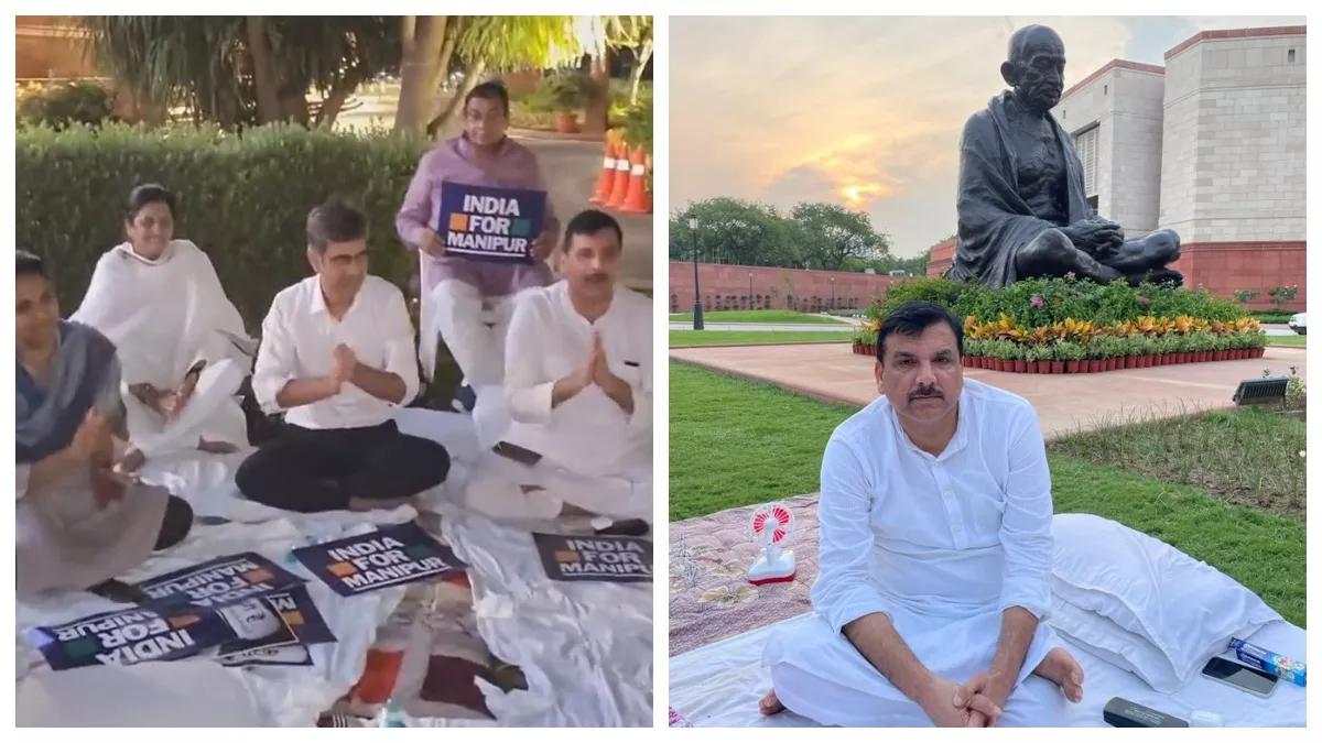 संजय सिंह के निलंबन के खिलाफ विपक्ष ने खोला मोर्चा, रातभर संसद के बाहर बैठे रहे सांसद