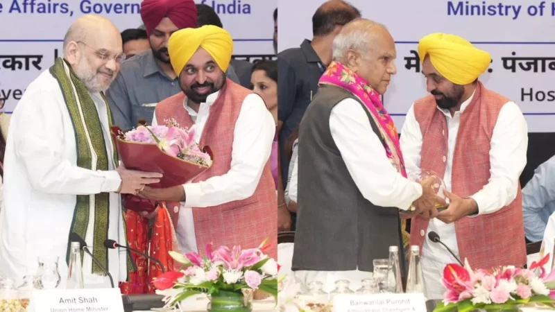 नॉर्दर्न जोनल काउंसिल की बैठक के लिए पहुंचे गृह मंत्री अमित शाह, CM मान और राज्यपाल पुरोहित ने किया स्वागत