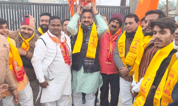भाजपा विधायक की अगुवाई में निकाली अक्षत कलश यात्रा