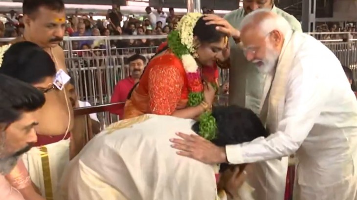 अभिनेता सुरेश गोपी की बेटी की शादी में शामिल हुए प्रधानमंत्री नरेंद्र मोदी, वर-वधु को दिया आशीर्वाद