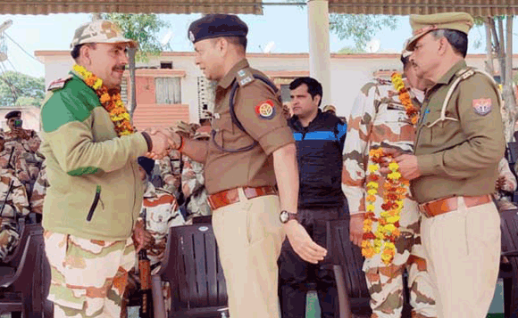 बाहर से आए केंद्रीय सशस्त्र पुलिस बल का माल्यार्पण कर किया स्वागत