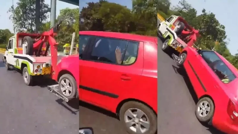 बुजुर्ग दंपति को उनकी कार समेत क्रेन से उठाया, सामने आया पार्किंग ठेकेदार की करतूत का VIDEO