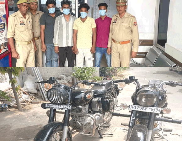 पुलिस ने बुलेट मोटरससाइकिल से तेज आवाज में पटाखा छोडने वाले चार आरोपी किए गिरफ्तार, बुलेट सीज