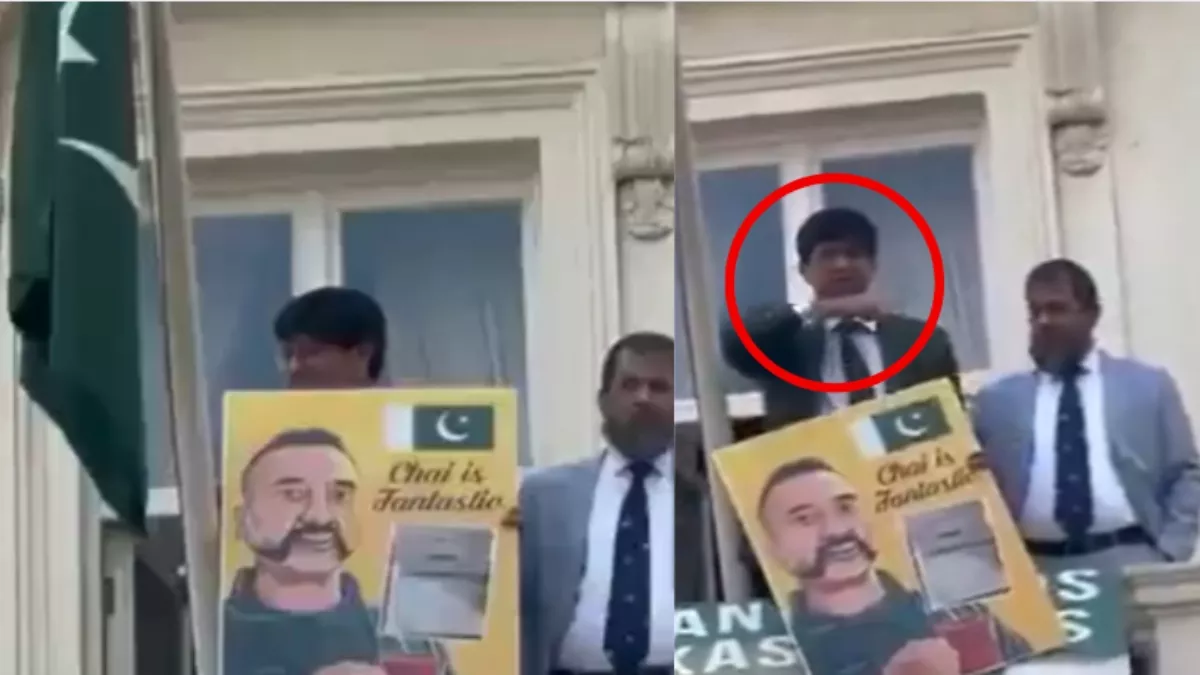 Pak की शर्मनाक हरकत, लंदन में उच्चायोग के बाहर अभिनंदन की तस्वीर दिखाकर किया ऐसा इशारा; देखकर खौलेगा खून