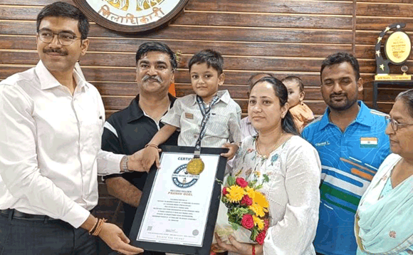 सहारनपुर के ब्रेन पावर जोन के 4.5 वर्षीय छात्र प्रणव गोयल ने बनाया इंटरनेशनल रिकॉर्ड