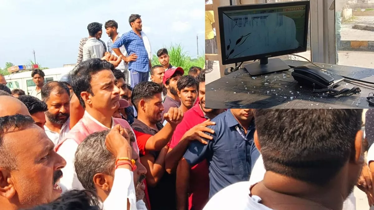 फौजी पर हुए हमले को लेकर भड़के ग्रामीण, टोल पर हंगामा, तोड़फोड़, संगीत सोम पहुंचे, बोले यहीं आएं DM व SSP