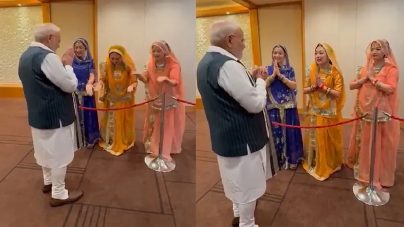 जापानी महिलाओं का खांटी भारतीय अंदाज, पहनी राजस्थानी पोशाक, पीएम मोदी के स्वागत में गाया लोकगीत; देखें VIDEO
