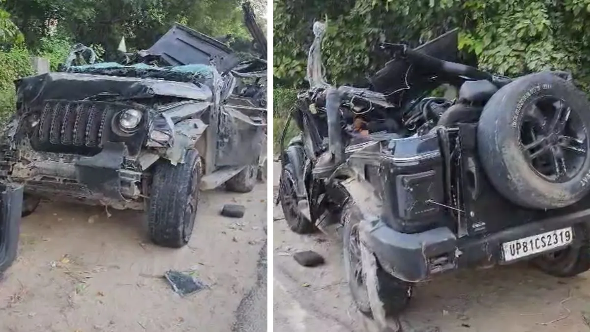गुरुग्राम में आज सुबह भीषण रोड एक्सीडेंट, 5 युवकों की मौत, THAR कार के उड़े परखच्चे