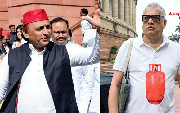 संसद में सिलेंडर वाली टी-शर्ट पहनकर आए TMC सांसद, अखिलेश यादव बोले, ‘थाली की जगह…’