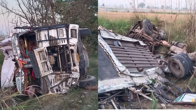 शादी की खुशियां मातम में बदलीं: हापुड़ में बारात से लौट रही बस की ट्रक से भिड़ंत, 6 की मौत और 13 घायल