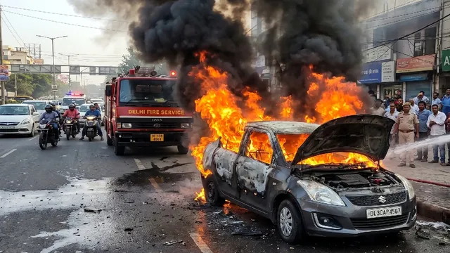 दिल्ली-मुंबई एक्सप्रेसवे पर भीषण हादसा, चलती कार में आग लगने से पांच लोगों की मौत