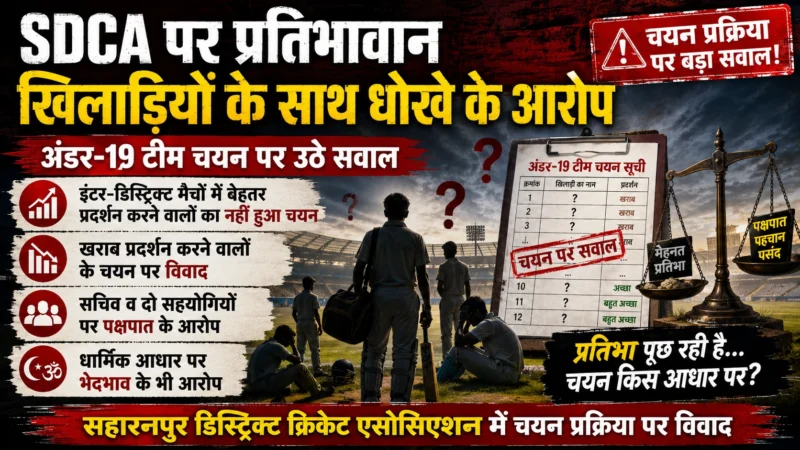 SDCA की अंडर-19 टीम चयन प्रक्रिया पर उठे सवाल, प्रतिभावान खिलाड़ियों की अनदेखी के आरोप