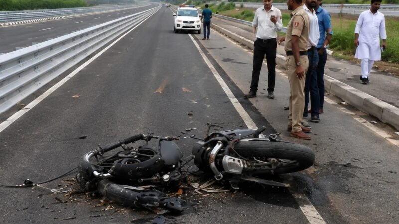 रोक के बावजूद लखनऊ-कानपुर एक्सप्रेसवे पर पहुंचे बाइक सवार, हादसे में दो दोस्तों की मौत