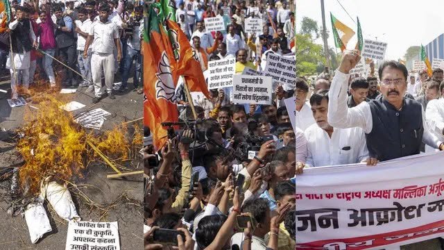 दिल्ली-पटना से बेंगलुरु तक बीजेपी का प्रदर्शन, ‘बाप’ वाले बयान पर खरगे से माफी की मांग